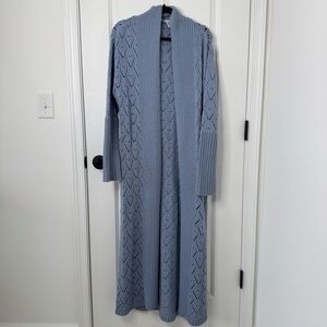 Eastside Westside vintage y2k Chunky knit Blue wool blend Long Cardigan XL